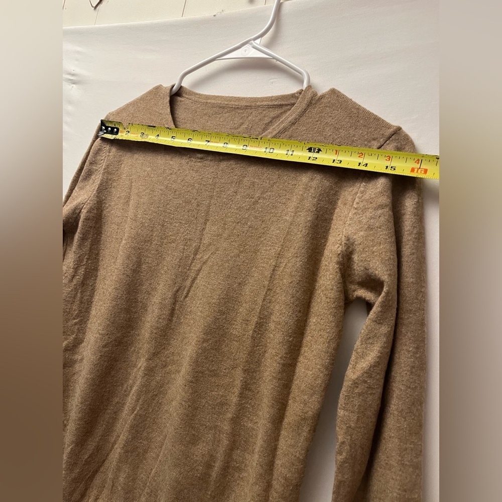 Women's Tan Silk Wool CrewNeck Long Sleeve Lightweight Pullover Tan Sweater S - Picture 2 of 5